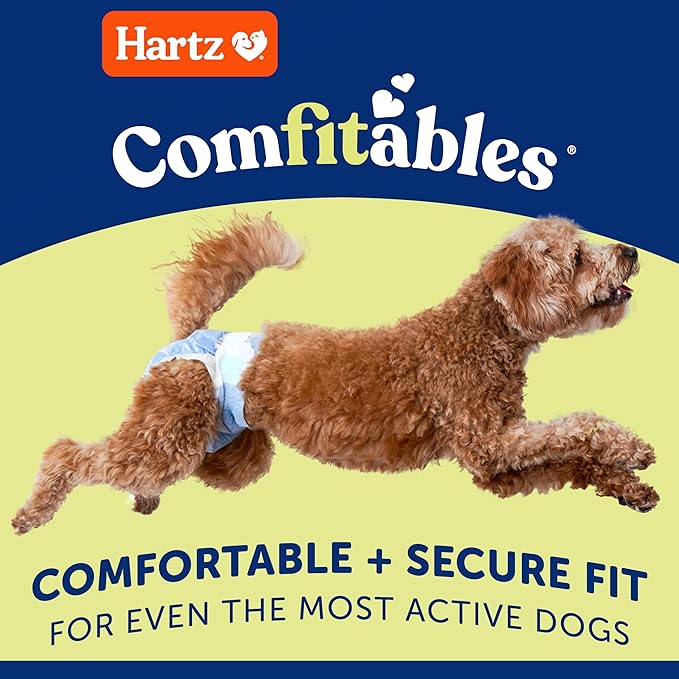 New! Hartz® Comfitables® Disposable Dog Diapers, Size Large 26 Count, Comfortable & Secure Fit, Easy to Put On, Super Absorbent Male and Female Diaper