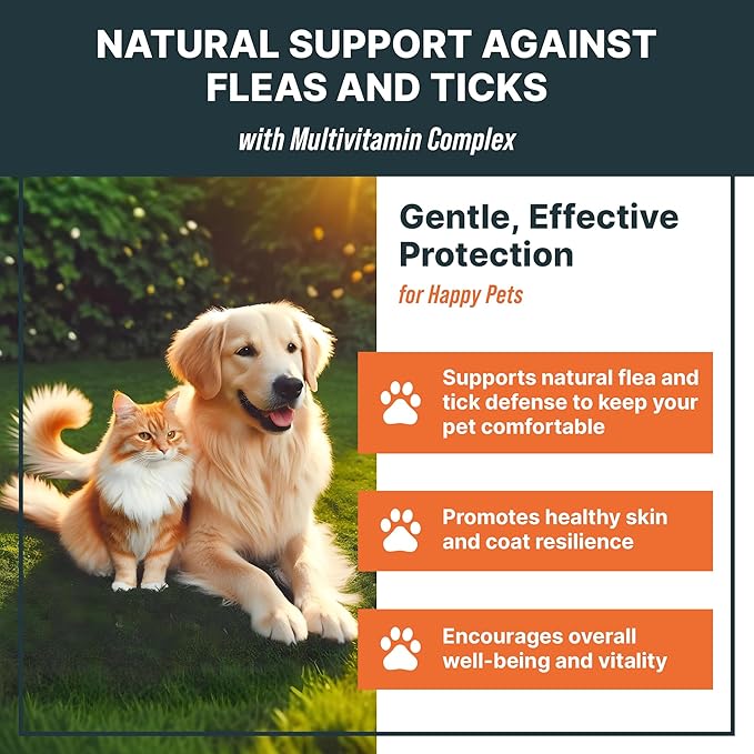 MaxBuddy Flea and Tick Oral Prevention Support & Treatment for Dogs and Cats – Natural Flea Control with Multivitamin - Supplement Drops for Small and Large Dogs – Made in The USA
