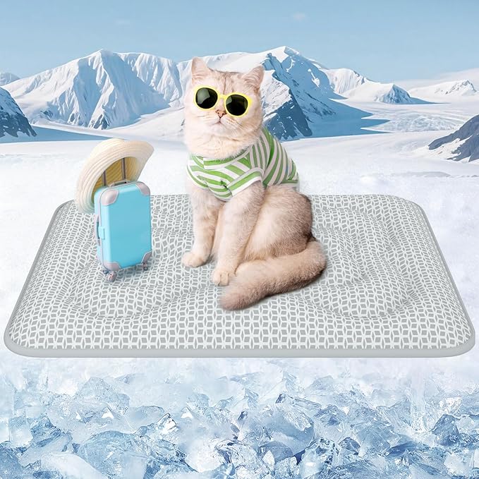 Rywell Dog Cooling Mat, 24”x18” Super Thick & Reversible Cooling Mat for Dogs, Arc-Chill 3.0 & PCM for Long-Lasting Cool and Color-Changing (Q-Max > 0.5), All-Season Use & Portable for Travel