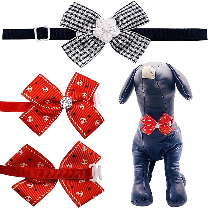 PET SHOW 50 Pack Small Dog Bow Ties Collar Bulk Puppy Cats Boy Girl Bowties Adjustable Neckties Pet Grooming Accessories Assorted Randomly(Daily Style)