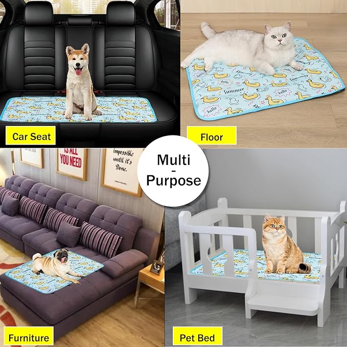 SEIS Dog Ice Pad Ice Silk Cats Kennel Mat Pet Cooling Pad Summer Cool Bamboo Mat Breathable Pad (Duck, L)