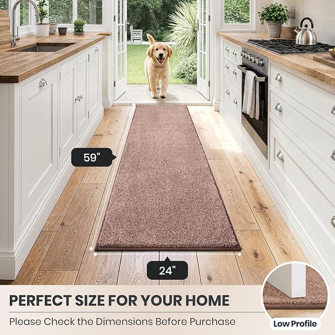 PURRUGS Dirt Trapping Door Mat 24" x 59", Non-Slip Machine Washable Entryway Rug