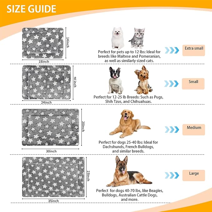 Dog Bed Mat - Reversible Dog Crate Bed Mats, Soft & Breathable Kennel Pad, Durable Crate Bed for Extra Small Dogs & Cats