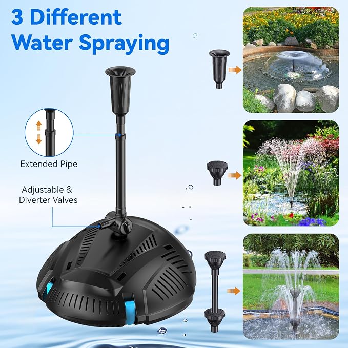 POPOSOAP Pond Filter with 55W Solar Fountain Pump, Solar Pond Filter with