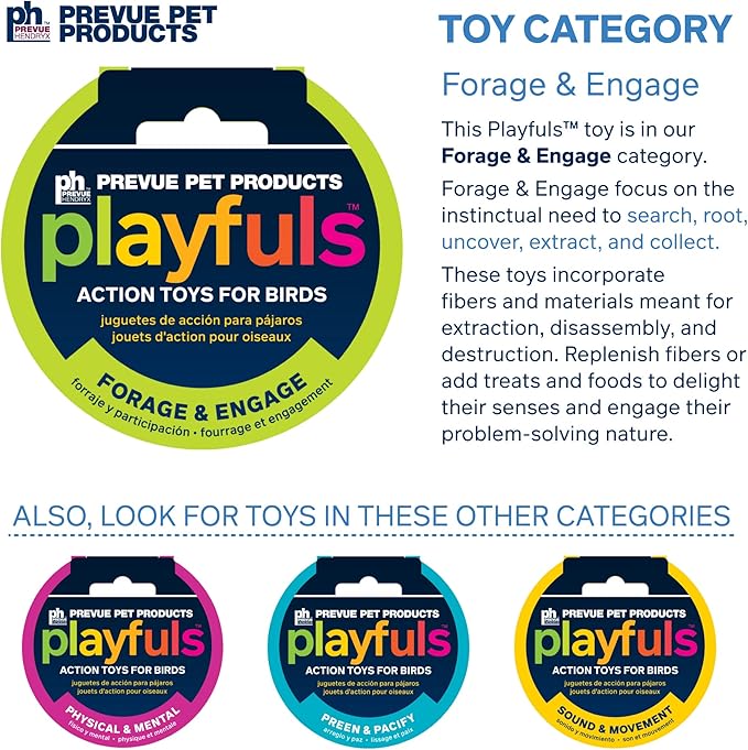 Prevue Pet Products Forage & Engage Tropical Teasers Tiki Hut Bird Toy 62188