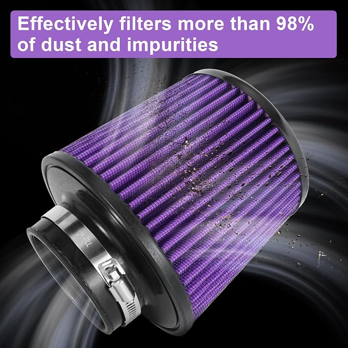 Cold Air Intake Filter High Performance Washable Filter Clamp-On Replacement