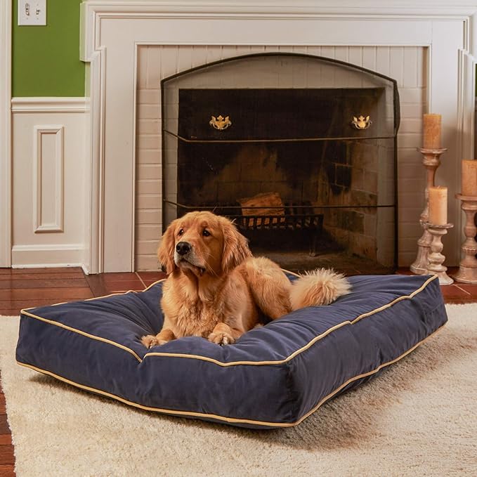South Pine Porch Buddy Reversible Rectangle Pillow Style Microfiber Dog Bed with Removable, Machine-Washable Cover, Denim, Large (48 in. x 36 in.)