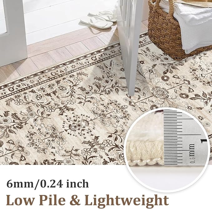 Yamaziot Washable Runner Rug 2x10 – Floral Non Slip Boho Hallway Runner Rug