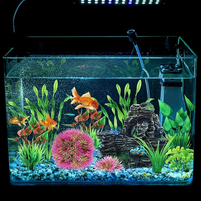 Fish Tank Accessories Aquarium Plants, 10pcs Colorful Fish Bowl Ornaments Plants and Rock Cave Decor Set, Aquarium Decor
