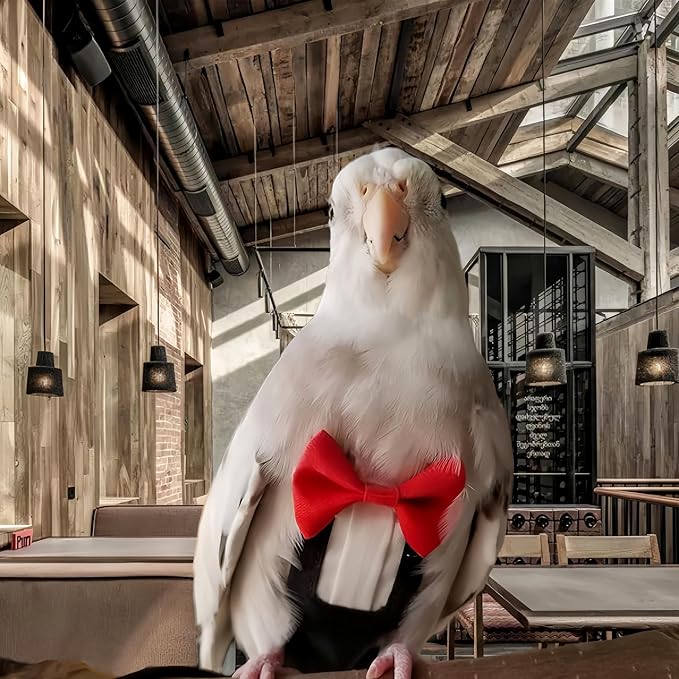 Bird Diapers Bird Harness Tuxedo Flight Suits with 80in Flying Leash Parrot Nappy with Waterproof Inner Layer Urine Wet Suite for Cockatiel Conure Parakeet Macaw Budgie-Black,L