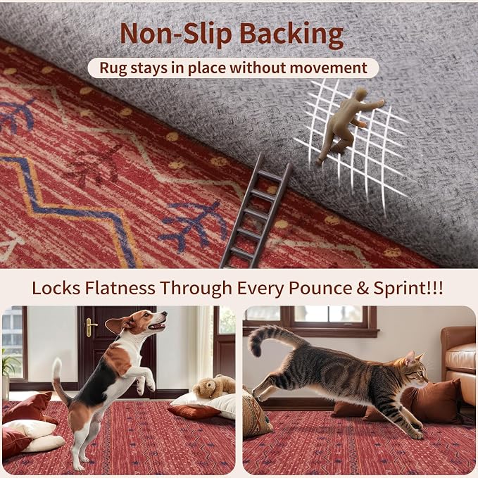SERISSA Hallway Runner Rug, Soft Low-Pile Geometric Indoor Long Carpet