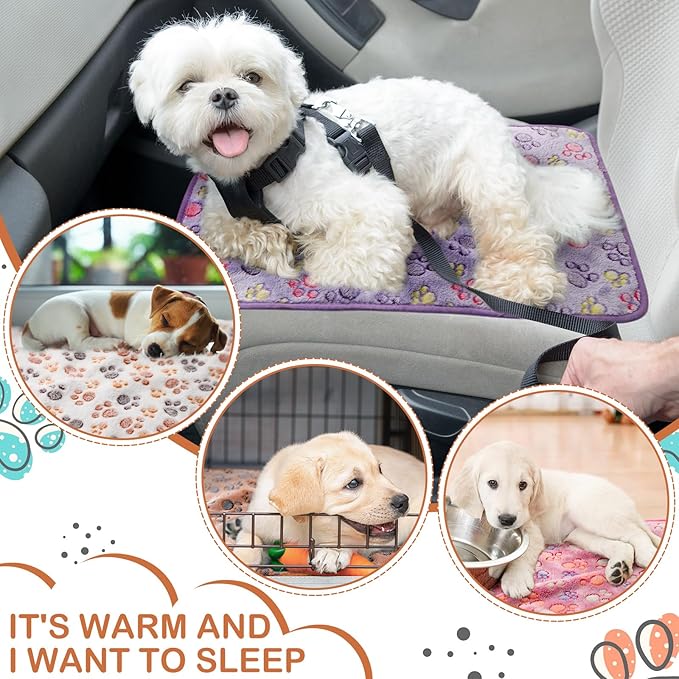 Tudomro 8 Pcs Guinea Pig Blankets Absorbent Washable Animal Fleece Bedding Cage Liners Waterproof Reusable Pet Pee Sleep Mat Pad Cover for Chinchilla Hamster Ferret(Paw,16 x 24 Inch)