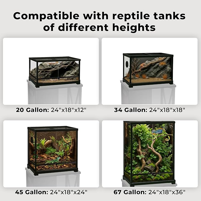 45-67 Gallon Reptile Tank Stand with Power Outlet, Terrarium Stand with Storage Cabinet, 24" Wx18 D Tabletop, Reptile Terrarium, Black PG12XYB