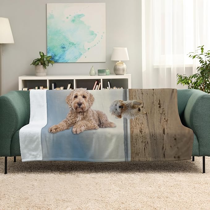 Prints Next Day – Custom 60" x 80" Sherpa Pet Lightweight Blanket with Photo Upload - Gift for Dog or Cat Owners - Personalized Couch Throw - Printed in America