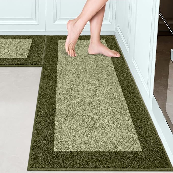 Machine Washable Runner Rugs Set of 2, Non Slip Kitchen Mats