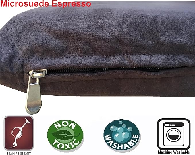Dogbed4less Shredded Memory Foam Pillow Dog Bed with Waterproof Liner and Machine Washable Cover (Espresso Mircosuede, Large 48"X29")