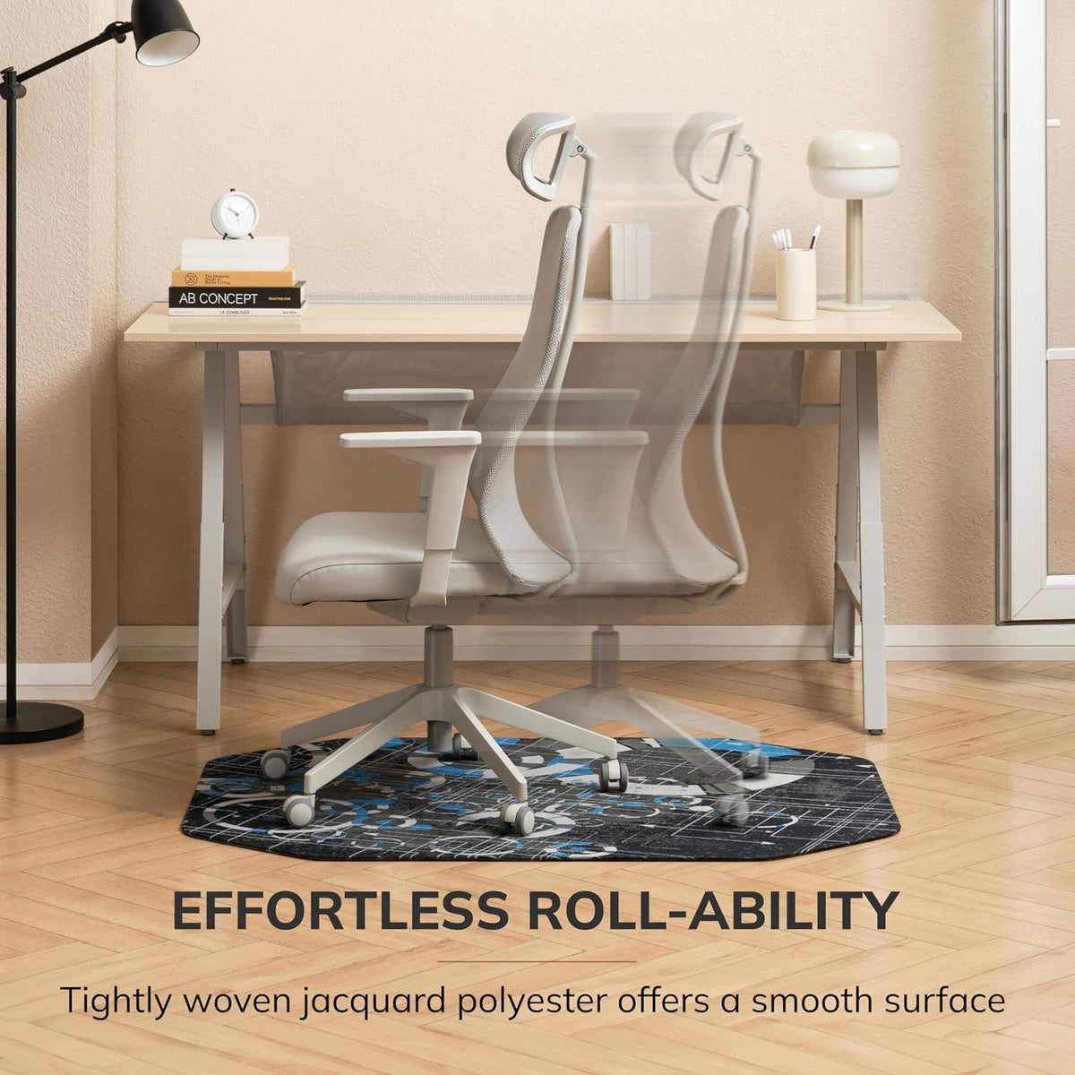 Anji Mountain Office Chair Mat for All Surfaces- Anti-Slip, Easy Rolling Office Desk Chairmat, Premium Hard Floor Protection Chairmat, Exclusively Designed for Home Offices, Refracted Blue (36x48)