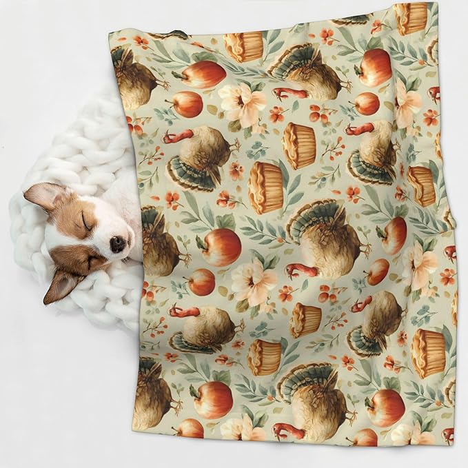 Waterproof Dog Blanket Soft Pet Blanket for Puppy Cat, Fleece Cat Throw Blankets for Furniture Bed Couch Sofa Reversible - Turkey and Thanksgiving 2
