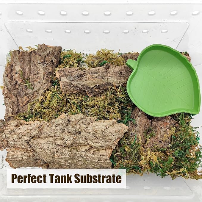VCEPJH Reptile Bark Bedding,2 LB Natural Cork Bark for Reptiles Flat Cork Wood Terrarium Substrate Tank Supplies for Snake Spiders Bearded Dragons Hermit Crabs Geckos