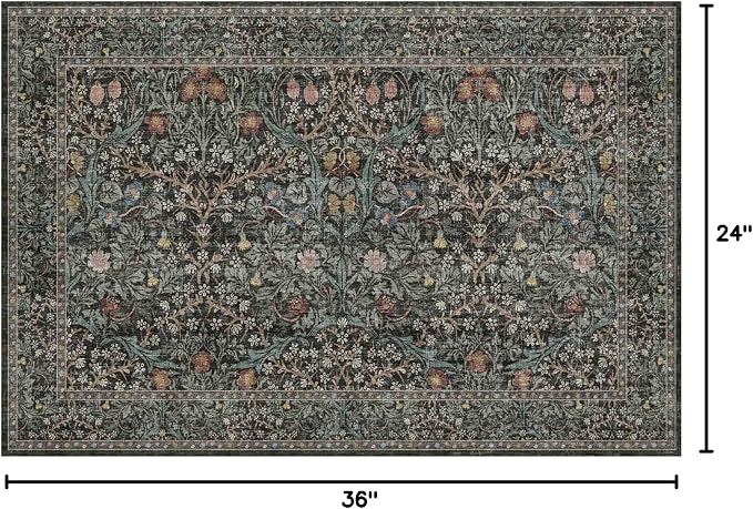 Dark Green Washable Entry Rug