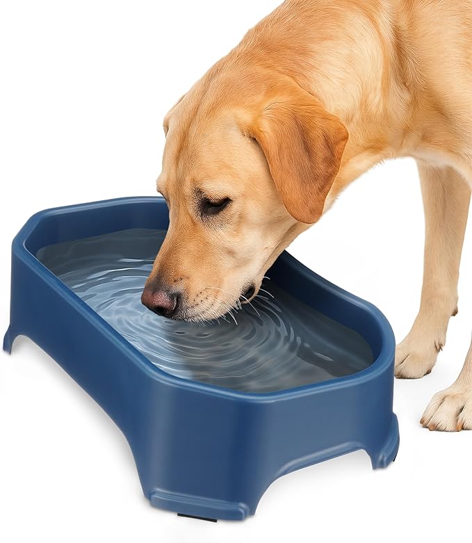 Neater Pet Brands Extra Large Water Bowl for Dogs, Outdoor Dog Water Bowl (1.25 Gallon XL Capacity), Big Trough Style Food Dish for Indoors or Outside, No Spill Large Dog Bowls, Dark Blue