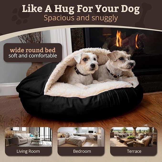 Snoozer Luxury Microsuede Cozy Cave Pet Bed, Extra Large, Black