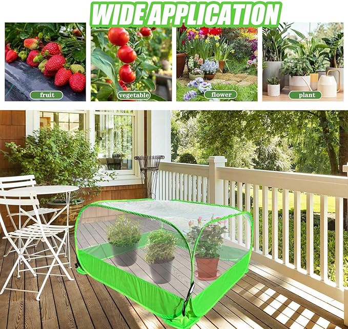 Pop-up Garden Mesh Plant Cover Outdoor Tent Garden Cover Mesh Bird and Pest Protection Guard for Raised Bed Protection Fruits Vegetables Seedlings and Herbs (1pcs 35.4x35.4x27.5in Without Bottom)