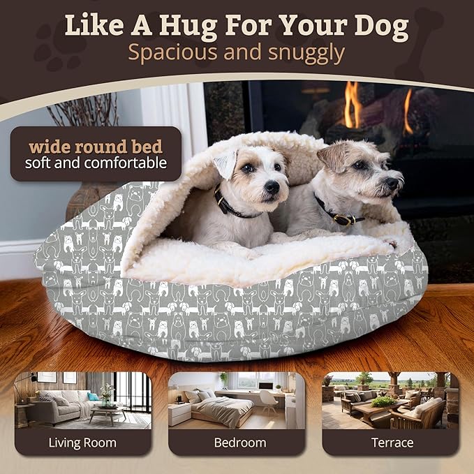 Snoozer Luxury Cozy Cave Pet Bed, Wag Collection, Small - Pedigree Storm