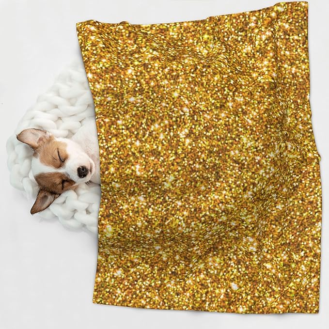 Waterproof Dog Blanket Soft Pet Blanket for Puppy Cat, Fleece Cat Throw Blankets for Furniture Bed Couch Sofa Reversible - Gold Glitter 1