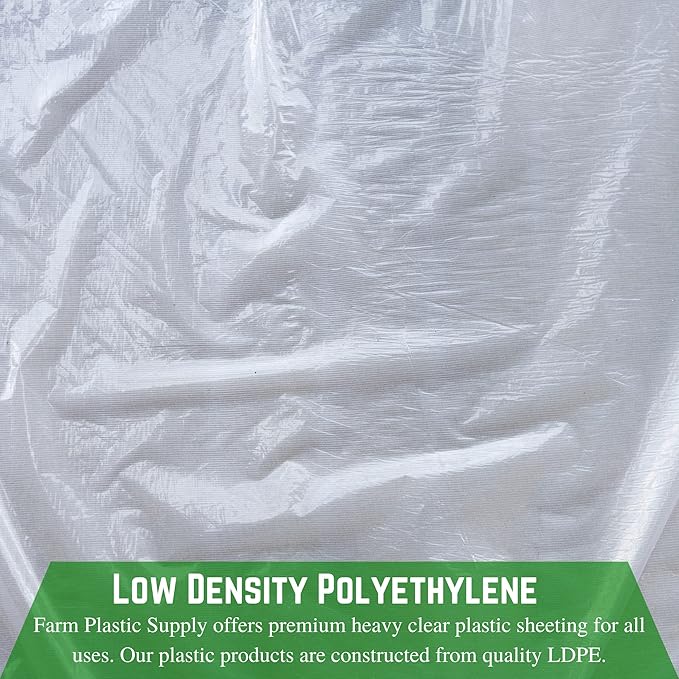 Farm Plastic Supply - Clear Plastic Sheeting - 6 mil - (24' x 100') - Thick Plastic Sheeting, Heavy Duty Polyethylene Film, Drop Cloth Vapor Barrier Covering for Crawl Space