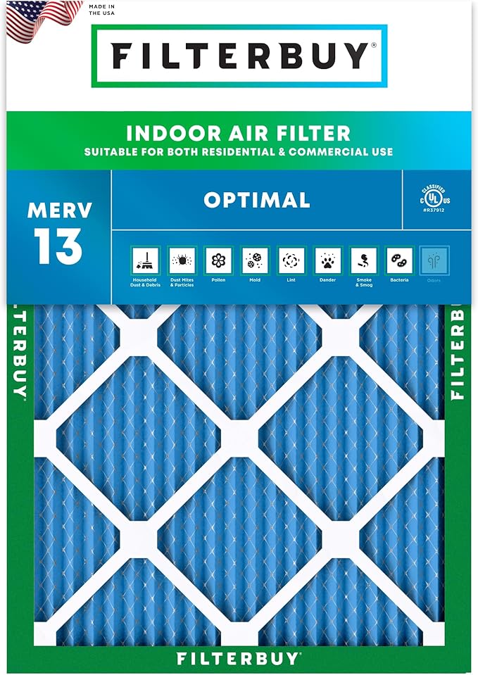 Filterbuy 6.88x15.88x1 Air Filter MERV 13 Optimal Smoke & Allergy Defense
