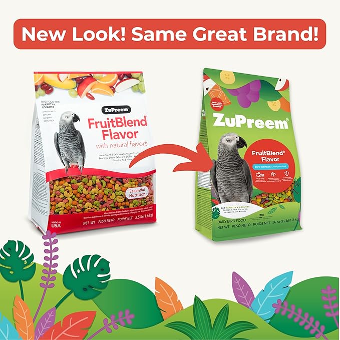 ZuPreem FruitBlend Flavor Pellets Bird Food for Parrots and Conures, 3.5 lb (Pack of 2) - Daily Blend Made in USA for Caiques, African Greys, Senegals, Amazons, Eclectus, Small Cockatoos