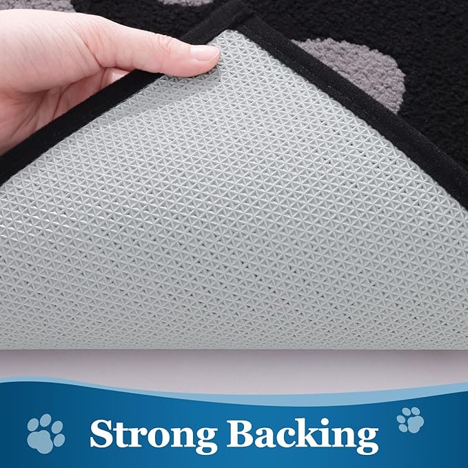 Buganda Dog Door Mat for Muddy Paws, Absorbent Dirt Trapper Washable Indoor Doormats, Non Slip Low-Profile Mud Mat for Dogs, Front Entrance Doormat for Inside Floor (40x32 Inches, Black and Grey)