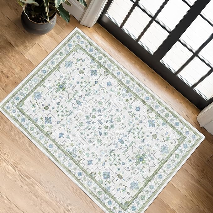 Washable Boho Bathroom Rug 2x3