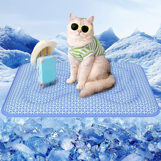 Rywell Dog Cooling Mat, 24”x18” Super Thick & Reversible Cooling Mat for Dogs, Arc-Chill 3.0 & PCM for Long-Lasting Cool and Color-Changing (Q-Max > 0.5), All-Season Use & Portable for Travel
