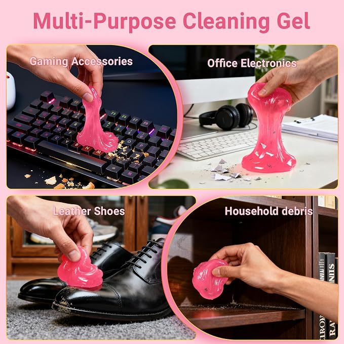 2 Pack Car Cleaning Gel Reusable Auto Slime Cleaner, Rose Scent Dust Cleaning