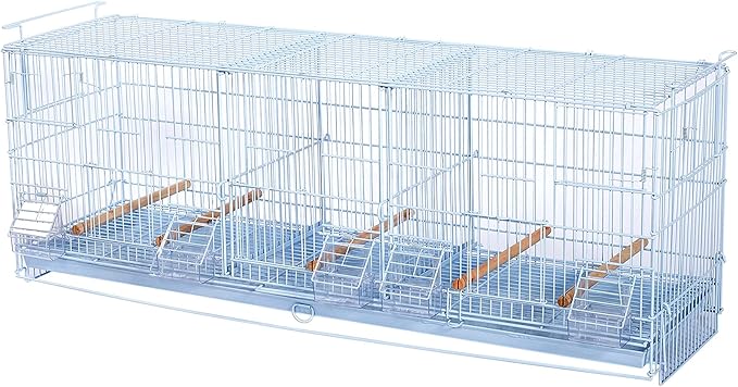 Combo: White Stack & Lock Breeder Bird Flight Cage Breeding Nest Door Double Removable Center Divider with Rolling Stand (38"x11"x15"H LOT-2-STAND, White)
