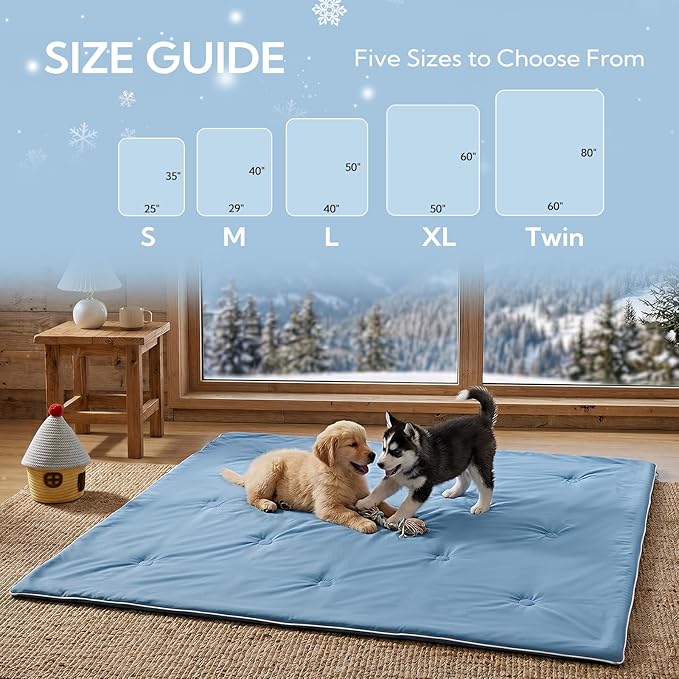 Soulbond Cooling Blanket for Medium Dogs - Q-MAX>0.45, Washable Cool Pet Cats Throw Blanket for Hot Weather, Self-Cooling Soft Dog Mat for Bed Crates Couch Sofa Cars(29"x40", Ocean Blue)