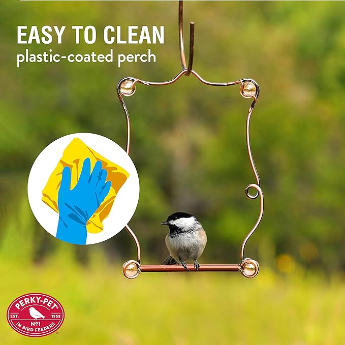 Perky-Pet Copper Beaded Hummingbird Swing - Rust Resistant Finish - Humming Bird Swing for Outdoors - Attract Perching Birds - 90, Copper, Rose Beads