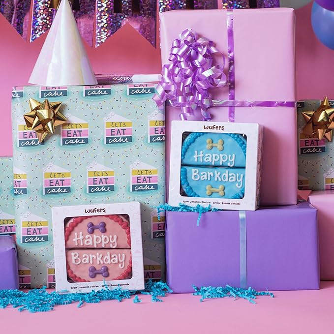 Wufers Dog Birthday Cake – Giant Shareable Happy Barkday Decorated Dog Treat, Soft-Baked 8-Piece Cookie Cake for Dogs, Made in North America (Blue - Birthday Cake)