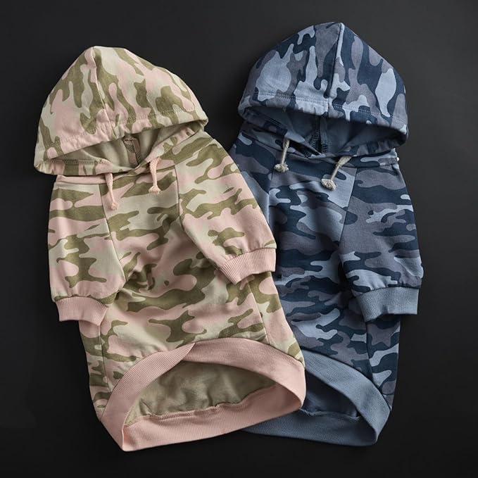 Rocky – The Orginal Lightweight Hooded TEE 100% Organic Cotton Dog Hoodie Pet Coat Sweater for Small, Medium, Large Dogs, Pink Camo, Small