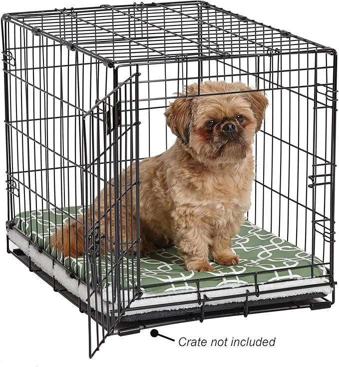 MidWest Homes for Pets Quiet Time Teflon Defender Dog Beds; Pet Beds Designed to Fit Folding Metal Dog Crates, Green & White Geometric Pattern, 24-Inch