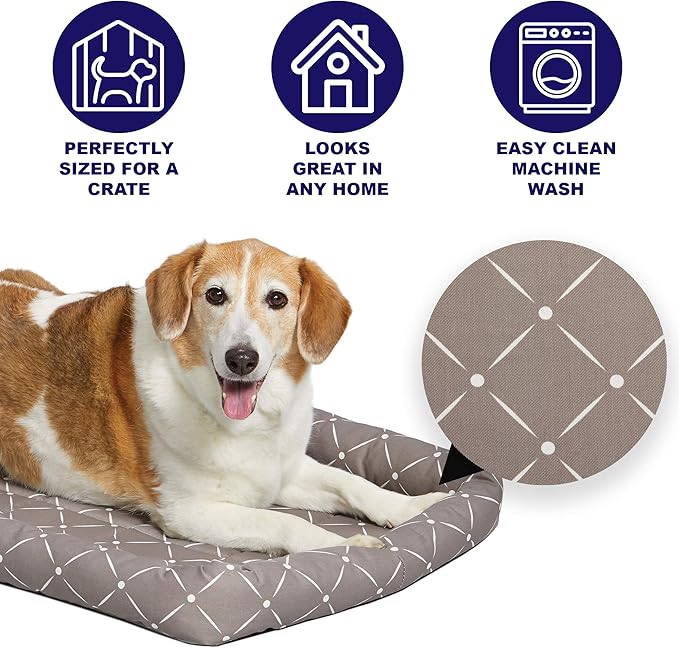MidWest Homes for Pets 40242-MRD Quiet Time Couture Ashton Bolster Pet Bed, Large Dog/42, Mushroom