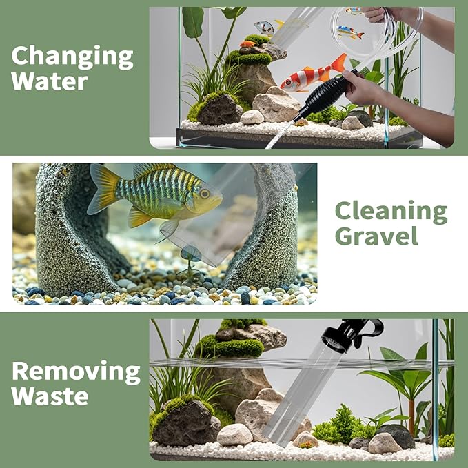 5ft-S Aquarium Siphon Vacuum Cleaner, Hand Siphon Pump Water Changer for Fish Tank Cleaning Gravel & Sand