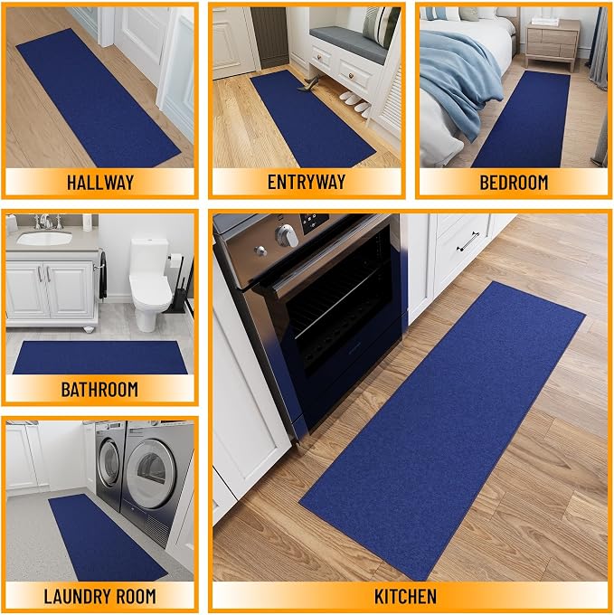 Ottomanson Hallway Runner Rug 20" x 59" Non Slip Solid Area Rugs Easy to Clean