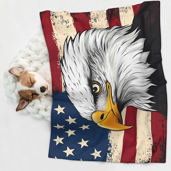 Waterproof Dog Blanket Soft Pet Blanket for Puppy Cat, Fleece Cat Throw Blankets for Furniture Bed Couch Sofa Reversible - American Bald Eagle