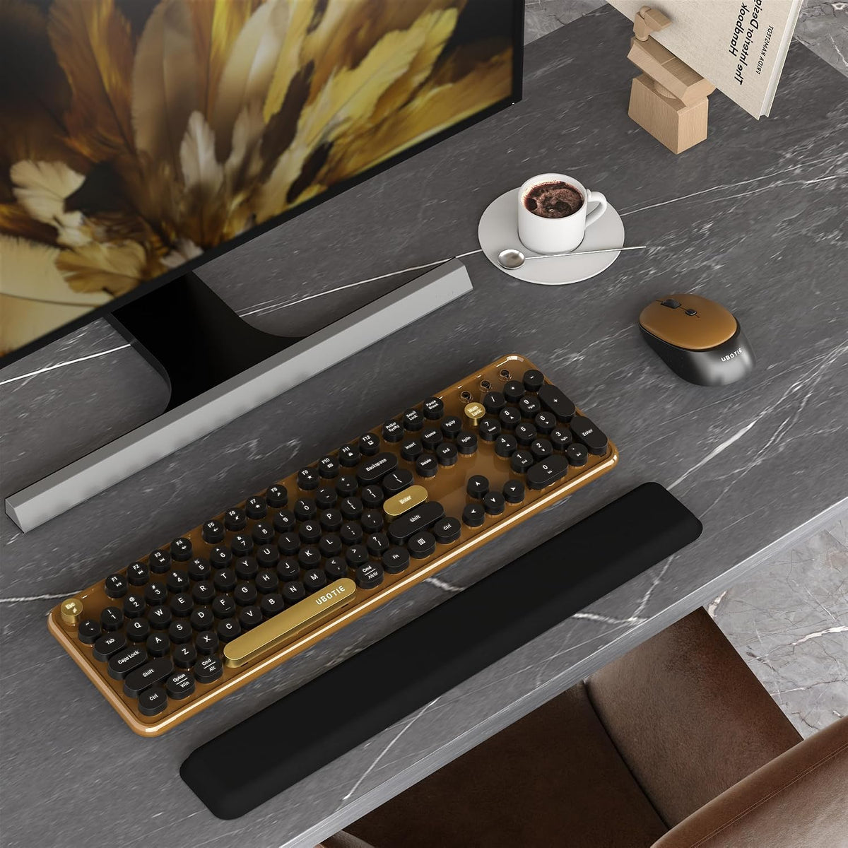 Colorful Wireless Computer Keyboards Mouse Combos (Black Brown)