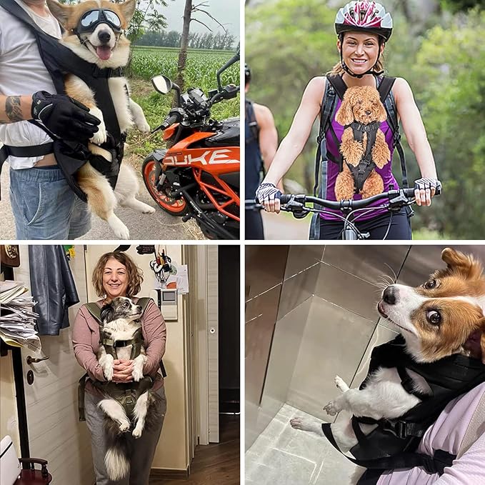PetBonus Pet Front Dog Carrier Backpacks, Adjustable Pet Backpack, Legs Out Easy-fit Puppy Chest Carrier for Medium Small Dogs, Hands Free for Hiking, Cycling (Army Green, M)