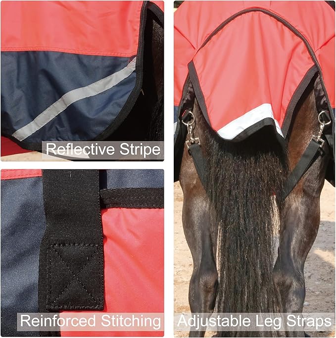 Foal/Mini Horse Size 30"-48" Waterproof & Breathable 300 Denier Winter Turnout Blanket with 150g Polyfill Fluorescencered Large