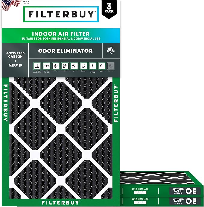 Filterbuy 14x24x1 Air Filter MERV 10 Odor & Allergy Defense